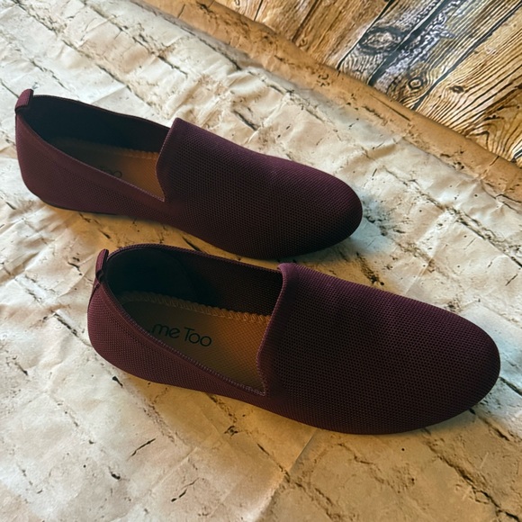 Me Too Burgundy Knit Upper Slip-On Ballet Flats Shoes Women's US 9W - Picture 2 of 5